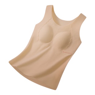 YIKUO忆括少女保暖背心带胸垫冬季加绒发育期内衣女大童秋衣文胸