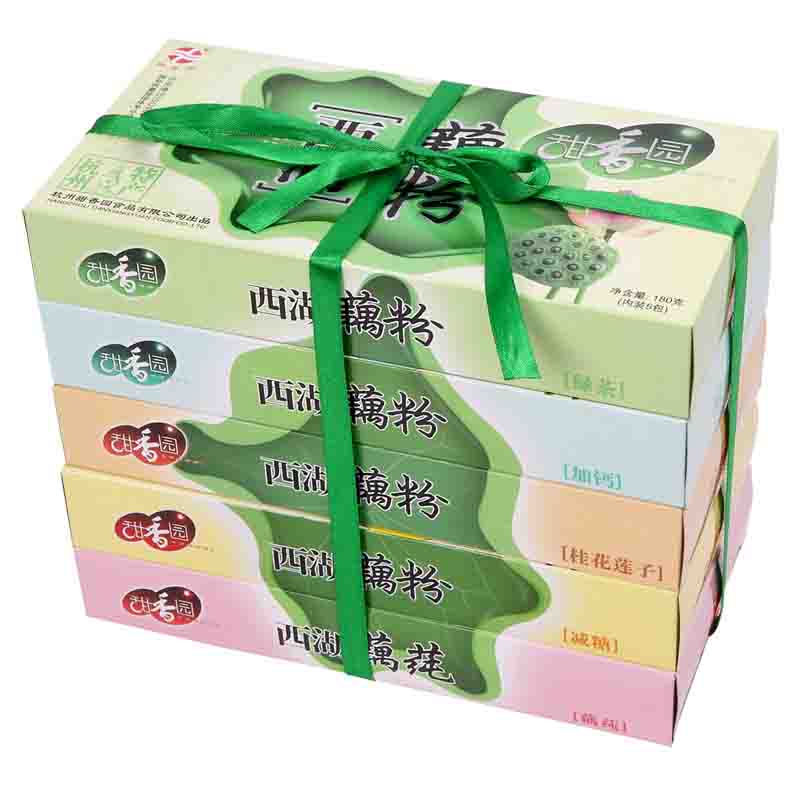 特价包邮正品杭州特产甜香园五味西湖莲藕粉纯五味五盒赠手提礼袋