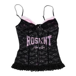 【Narin同款】1JINN STUDIO系带蕾丝字母印花鱼骨胸衣女显瘦吊带