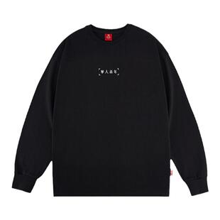 华人青年LOGO长袖T恤基础内搭纯棉百搭男女情侣宽松纯色打底衫