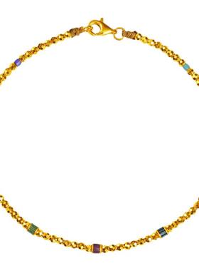 老克勒古法黄金手链足金镭射珠