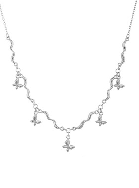 顺庆银楼S925银韵蝶项链甜美风