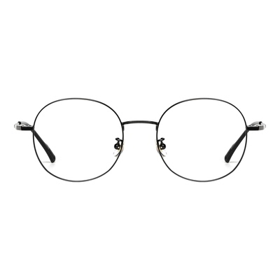 大码钛合金复古圆框显脸小眼镜架