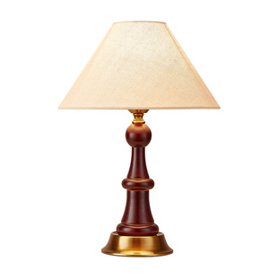 实木卧室床头灯中古风美式复古客厅书房语音遥控样板房充电台灯