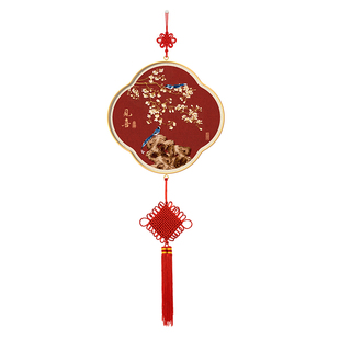 喜上眉梢玄关挂画新中式新年挂件高级感装饰画客厅电视机两边挂饰