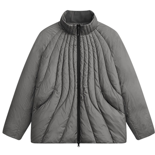 MODE COMMUTER | MC透视防泼水格纹弧度绗缝立领短款羽绒服