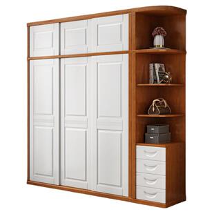 地中海风格实木推拉门衣柜家用现简约移门卧室储物家具白色大衣橱