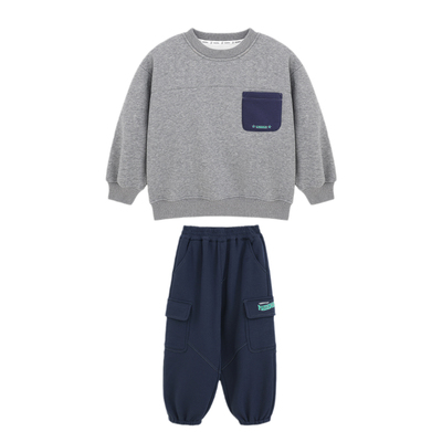 派町童装男童套装2025新款儿童加厚加绒运动套装中大童洋气秋冬款