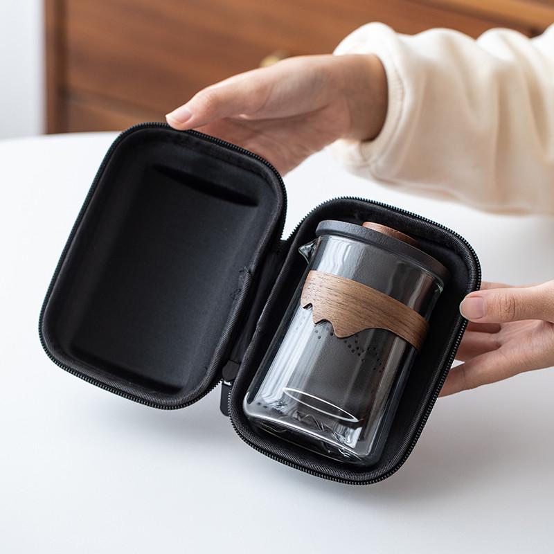 玻璃旅行茶具便携式快客杯随身包套装户外功夫茶具杯泡茶壶陶瓷