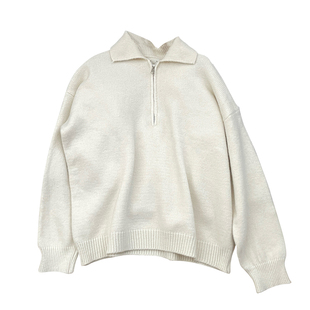 时尚学院风polo半拉链毛衣2025秋季新款韩版百搭宽松显瘦针织衫女