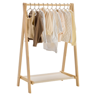 实木儿童落地挂衣架卧室晚上放衣服神器简易折叠晾衣架小型衣帽架