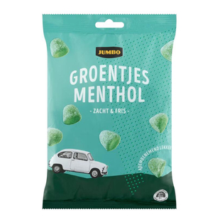 现货荷兰Jumbo清凉薄荷糖强劲特浓薄荷软糖提神醒脑300克绿色薄荷