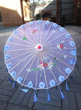 2024绸布防晒古典舞伞油纸伞舞蹈伞道具伞复古装饰伞红色旗袍秀伞