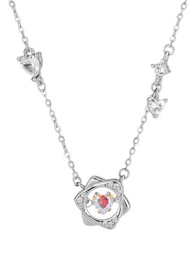 s999足银爱心灵动项链女莫比乌斯