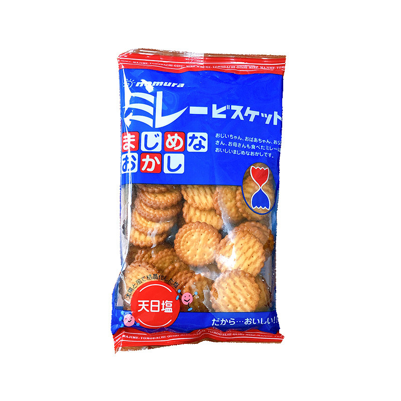日本进口零食野村天日淡盐小圆饼