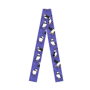 手绘卡通水彩鸟类海鹦长飘带窄丝巾百搭造型长发带绑包编发绕耳机