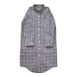 黑白格长衬衫女童早秋新千鸟格外套母经典格子长袖女孩上衣