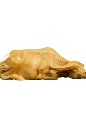 黄杨木雕刻手把件生肖动物卧牛中式家居客厅桌面装饰品工艺品摆件