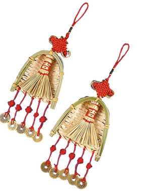 乔迁之喜扫把簸箕挂件入户门把手装饰品新居布置搬家入宅礼物全套