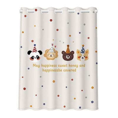 全遮光卧室卡通小窗户窗帘免打孔