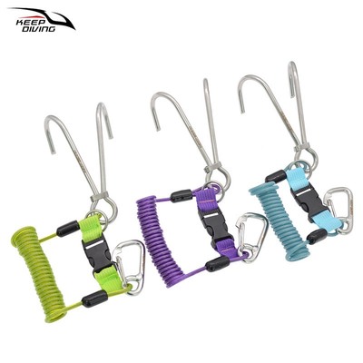 Keep Diving弹簧绳双头不锈钢潜水流钩双流勾弹簧失手绳SSA-SLG11