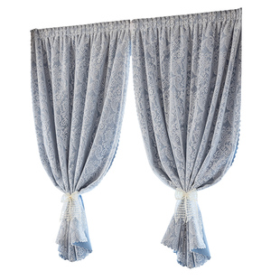 魔术贴窗帘免打孔安装2025新款双层纱布一体防晒全遮光飘窗小窗户