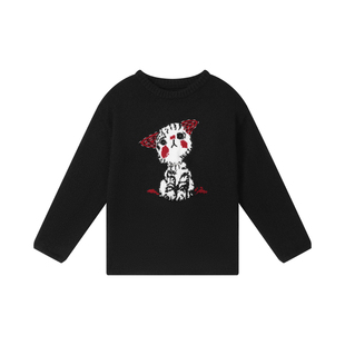 熙薇【脸红小猫】2025冬季新款设计师百搭卡通图案毛衣H6783