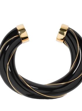 欧美Au*elieBid*rman麻花扭结多巴胺多色金手镯夸张vintage手镯