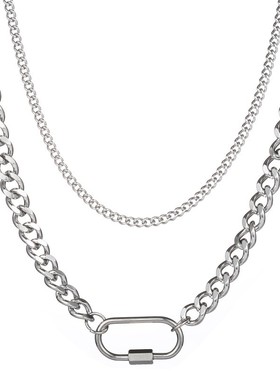 钛钢水波男登山扣设计项链不掉色