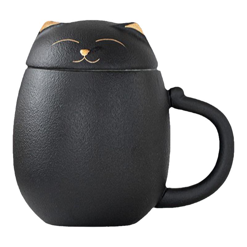 招财猫情侣杯过滤泡茶杯办公杯