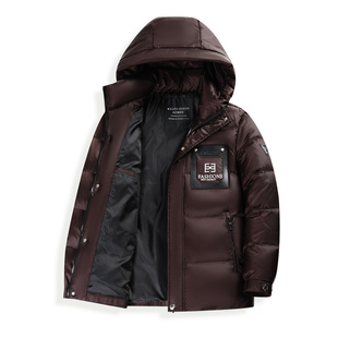 哥宾尼冬季商务连帽羽绒服男士加厚保暖休闲防寒爸爸装防风外套潮