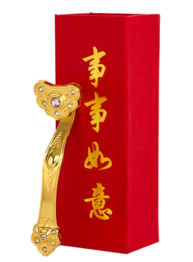 镀金事事如意摆件电镀钻石如意