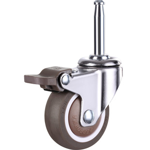 圆管万向轮插杆式置物货架小推车滑轮空心不锈钢管子专用配件脚轮