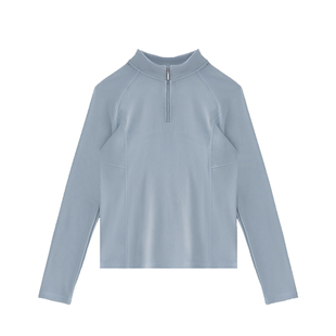 高领半拉链德绒加绒加厚瑜伽服户外运动秋冬季长袖T恤打底衫上衣