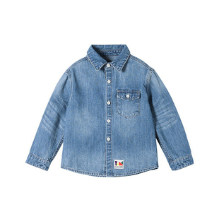 儿童牛仔衬衣 2026春秋新品允儿妈童装宝宝长袖纯棉衬衫防晒外套