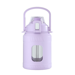 水杯女新款2024防摔玻璃杯大容量耐高温大肚杯女生吸管杯子1000ml