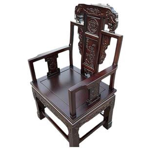 中式实木椅子太师椅北方老榆木仿古象头扶手椅圈椅家用茶椅主人椅