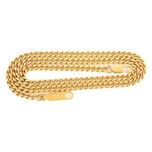 飒雅项链古巴链男配链钛钢链镀黄金18k金电镀个性嘻哈锁骨链潮牌