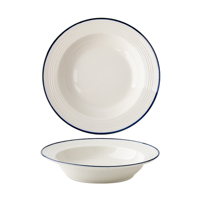 蓝线西餐意面盘子餐厅民宿汤盘