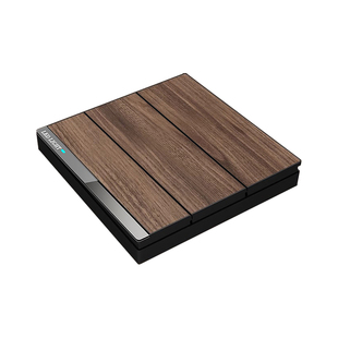 复古木纹三开双控开关家用楼梯单双开酒店床头单联双联led灯面板