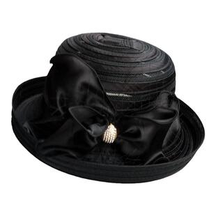 新款女士礼帽夏季时尚优雅卷边遮阳防晒太阳帽子名媛妈妈时髦纱帽