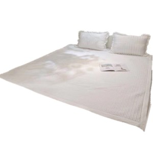 ins风韩国白色夹棉床盖单件水洗棉绗缝1.5米1.8m床单床笠款床垫