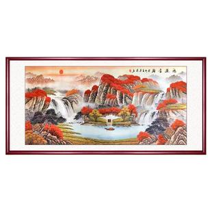 纯手绘鸿运当头国画山水画客厅装饰画聚宝盆字画办公室挂画靠山图