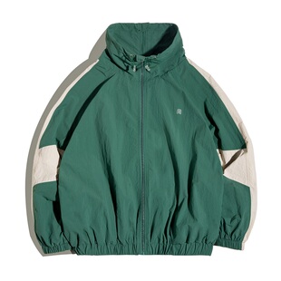 马登美式复古夹克外套可拆卸春季短款撞色拼接字母上衣女