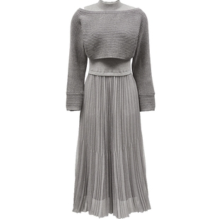 Vero Moda连衣裙2025冬季新款女套装含山羊绒针织拼接32547D019