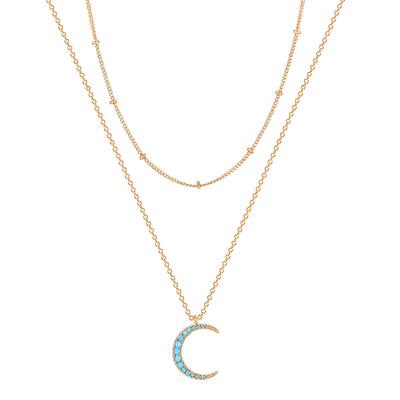 FETTERO原创双层月亮吊坠项链女