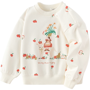 巴拉巴拉童装儿童卫衣女童春装小童圆领卡通趣味印花上衣甜美可爱