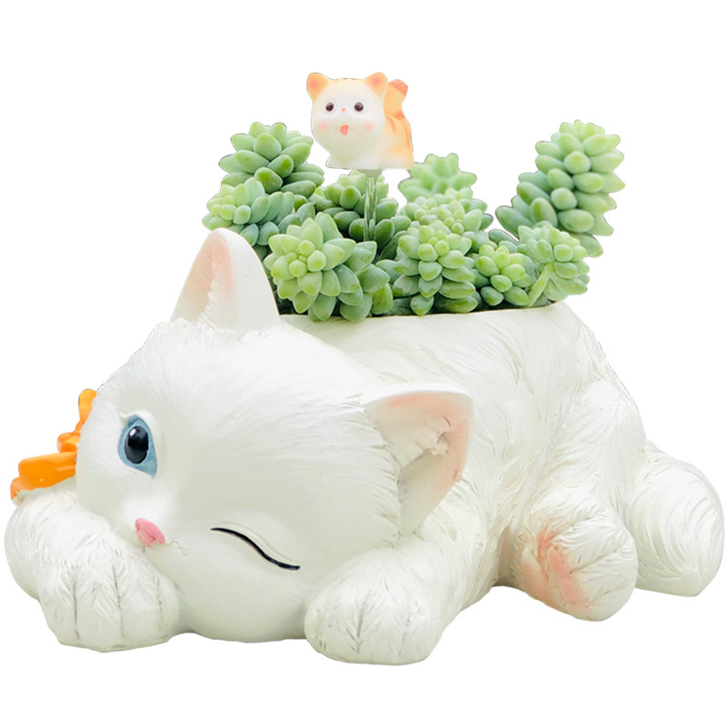 猫咪可爱树脂新款动物桌面小盆栽