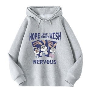 唐狮连帽加绒卫衣女秋冬2026新款爆款小个子套头慵懒风上衣外套VB