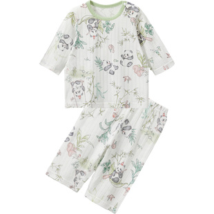 威尔贝鲁儿童睡衣套装纯棉夏季宝宝家居服薄2026新款男女童空调服